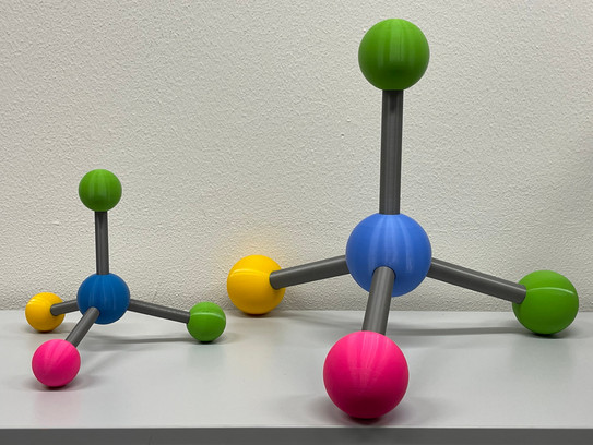 Picture of tetrahedral models according to the VSEPR theory as example