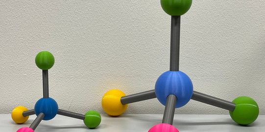 Picture of tetrahedral models according to the VSEPR theory as example