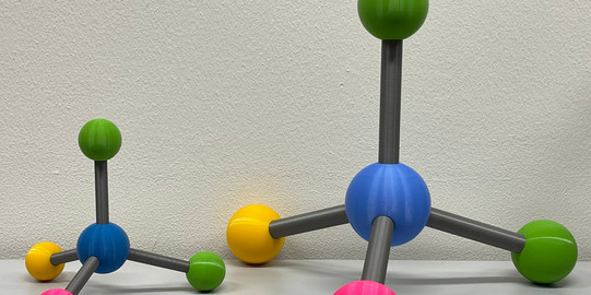 Picture of tetrahedral models according to the VSEPR theory as example