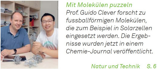 Picture of Prof. Dr. Guido Clever and Bin Chen together with the newspaper announcement.
