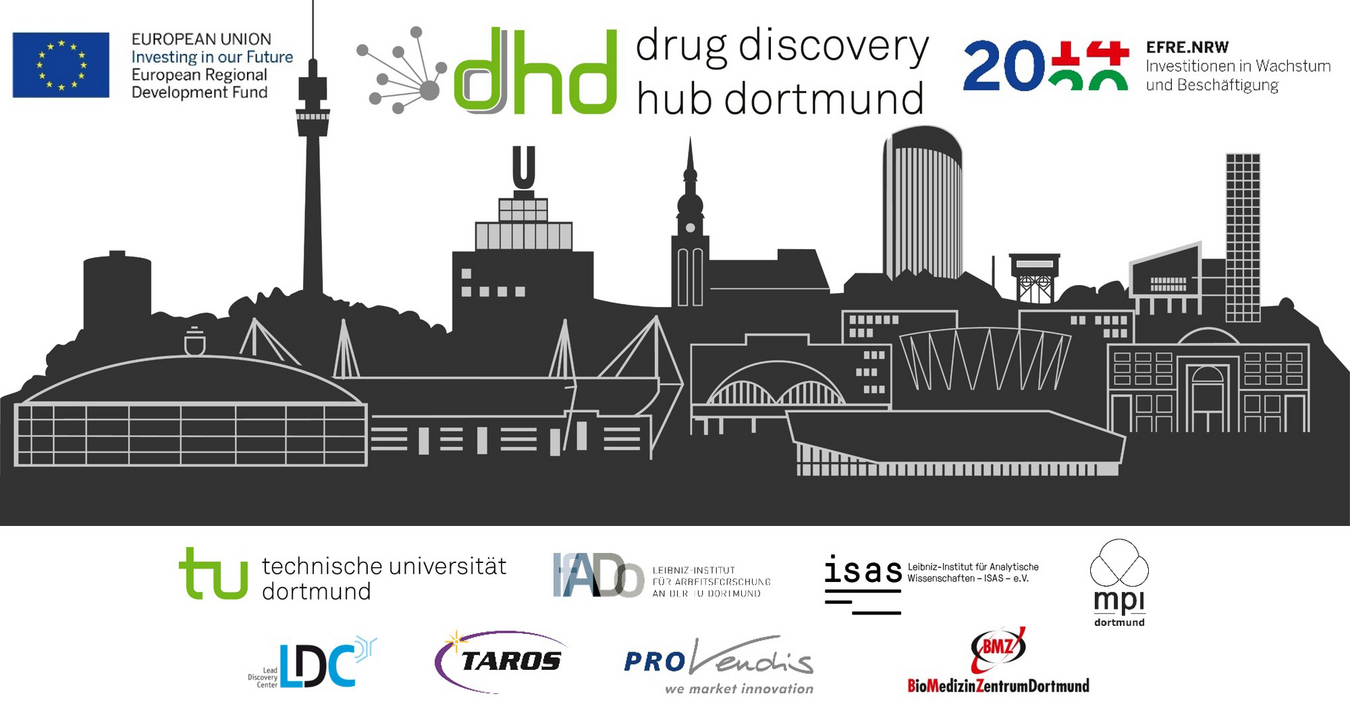 Dortmund Skyline inkl. DDHD-Logo, EFRE-Förderhinweisen und Verbundpartner