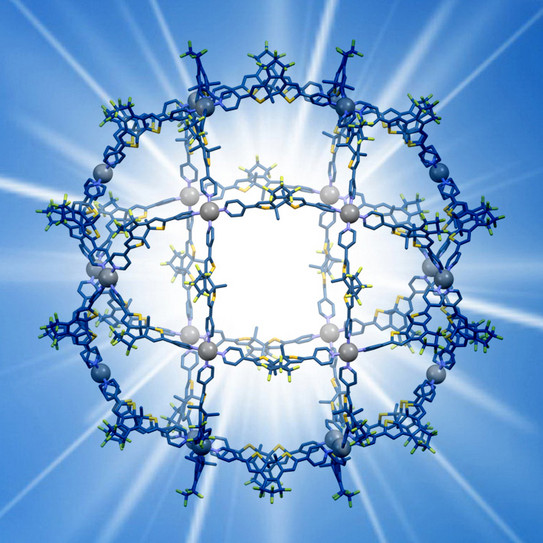 Struktur der aus 24 Palladium-Atomen und 48 organischen Molekülen bestehenden Sphäre
